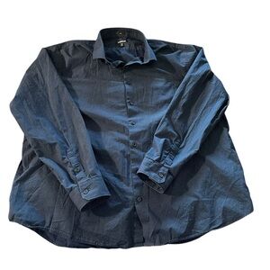 Express men's XXL slim blue long sleeve button down with white polka dots